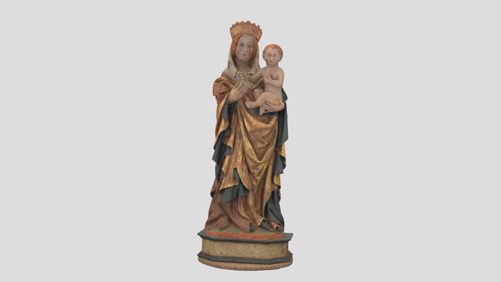 Złota Madonna Rzeźba Madonny z&nbsp;Dzieciątkiem -&nbsp;model 3D