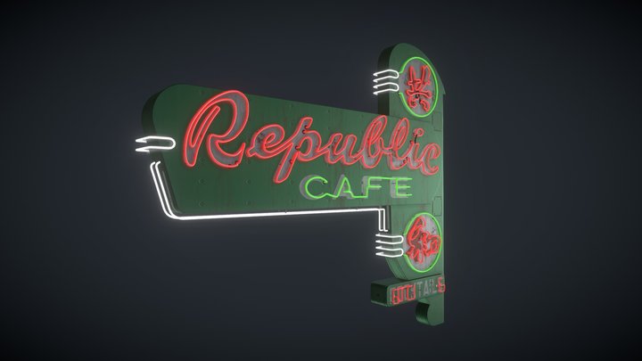 Republic Cafe Sign 3D Model