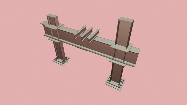Viga pasante biempotrada 3D Model