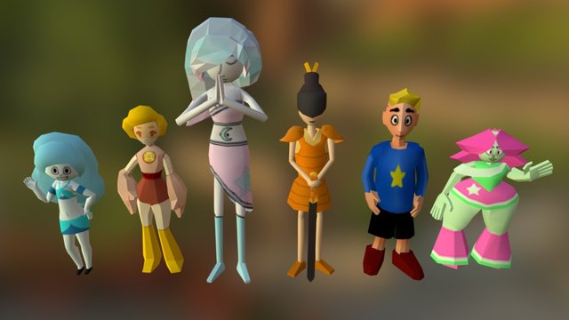 Steven Universe Low Poly Group Photo 3D Model