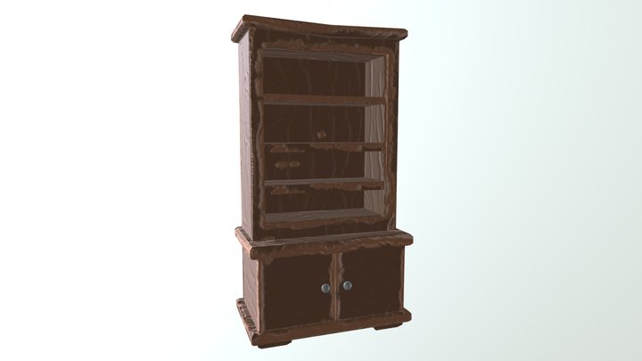 Stylized Wooden Bookshelf 3D Model (Low Poly) 3D Model