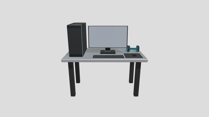 Low-poly-gaming-desk 3D Model