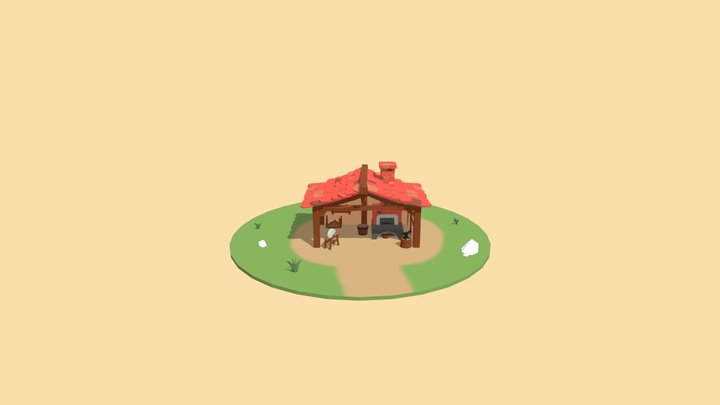 Low Poly Medieval Forge 3D Model