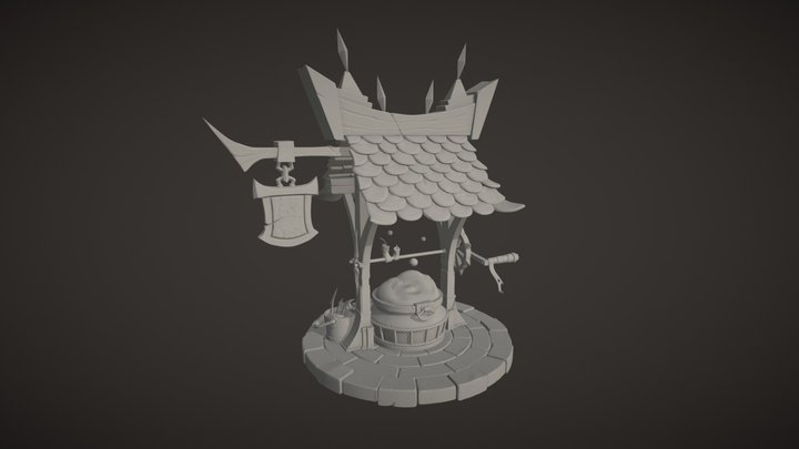 3D sculpt - magic well diorama 3D Model