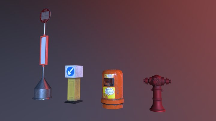 Hong Kong Street Signs 3D Model
