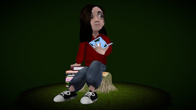 She Loves Books 3D Model
