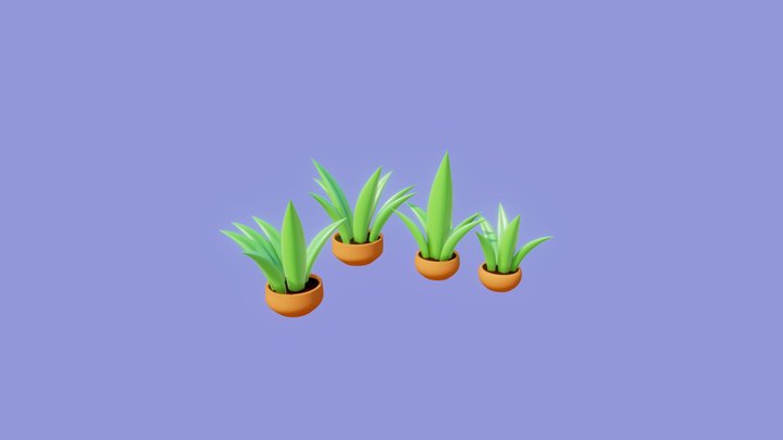 Stylized potted plant 3D Model