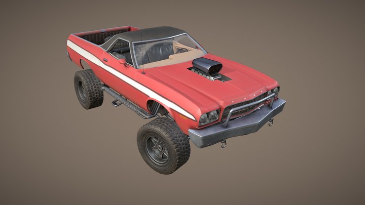 1973 Ford Ranchero Lifted / Game Ready 3D Model