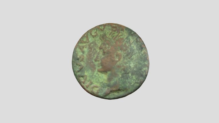 An As of Tiberius showing the deified Augustus 3D Model