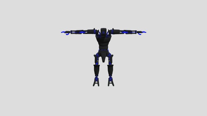 Vintage Rusted Metal Rigged Robot 3D Model