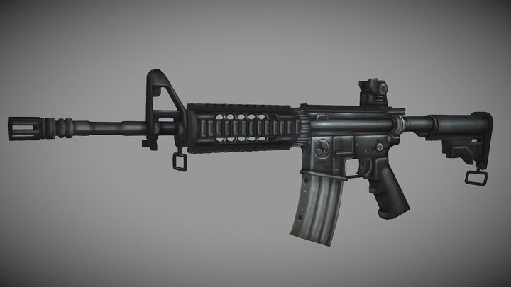 Low Poly Hand Painted M4A1 3D Model