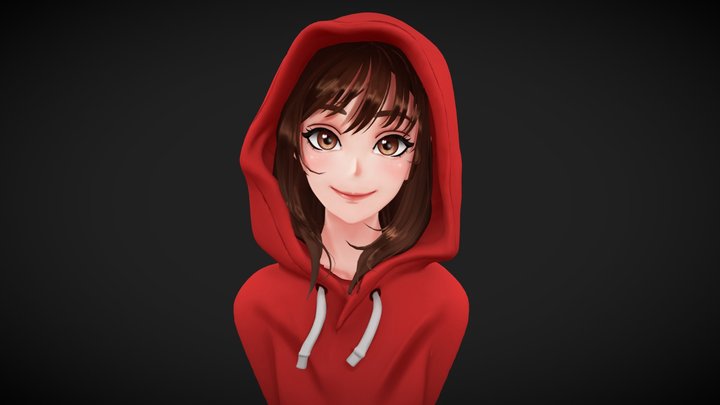 Anime girl with red hoodie