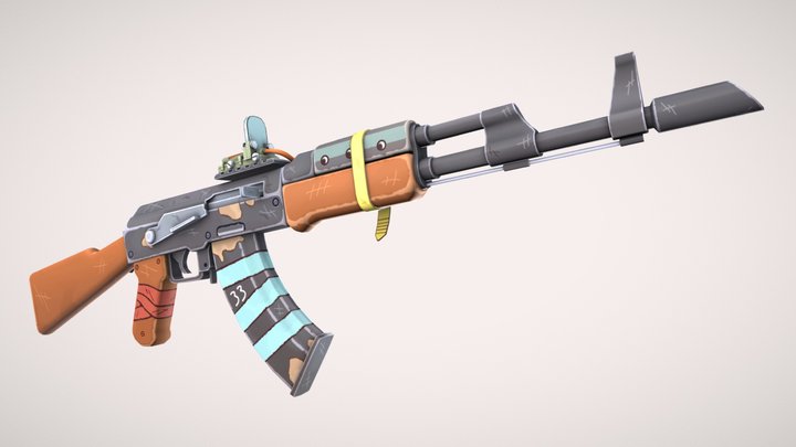Stilized AK-47 / Стилизованный АК-47 3D Model