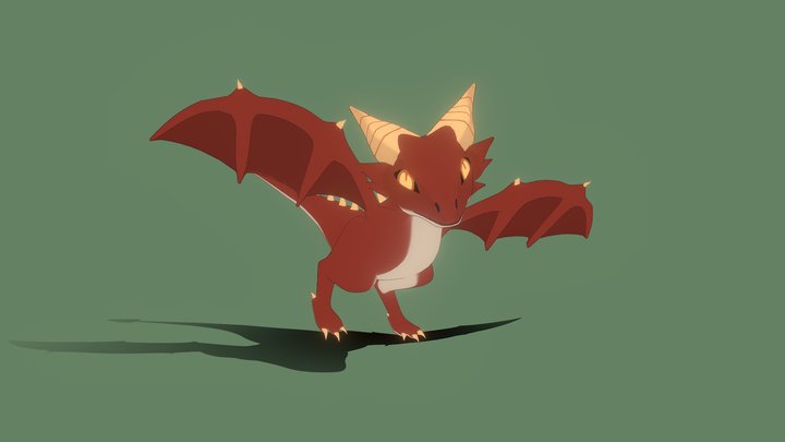 Stylized Young Dragon 3D Model