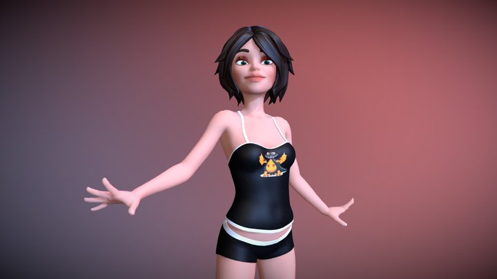 Abby - Beautiful Cute Cartoon Girl Character 3D Model