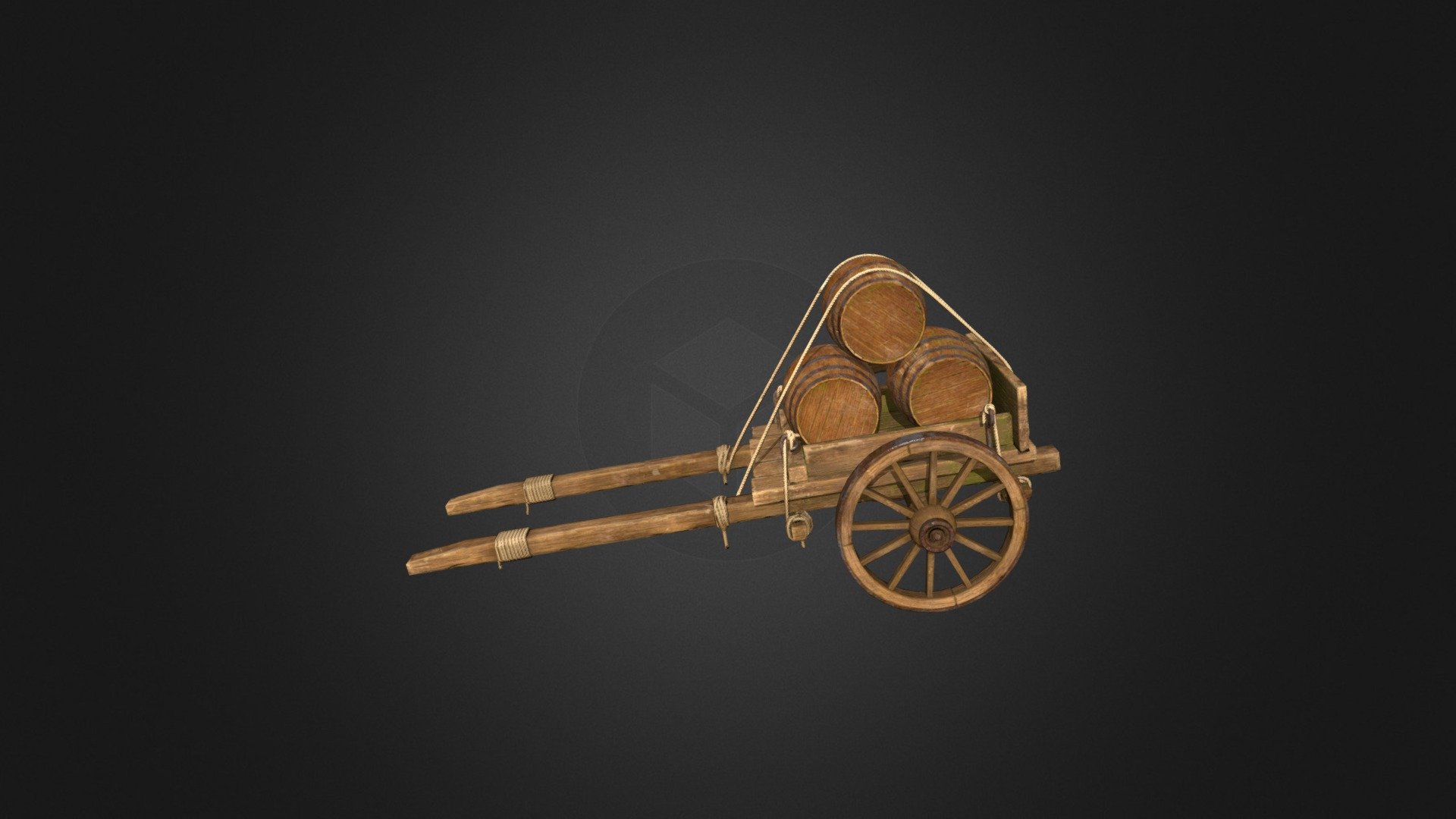 Gameready 3D Wooden Cart Model 3D model by 3DSharing (luan05367