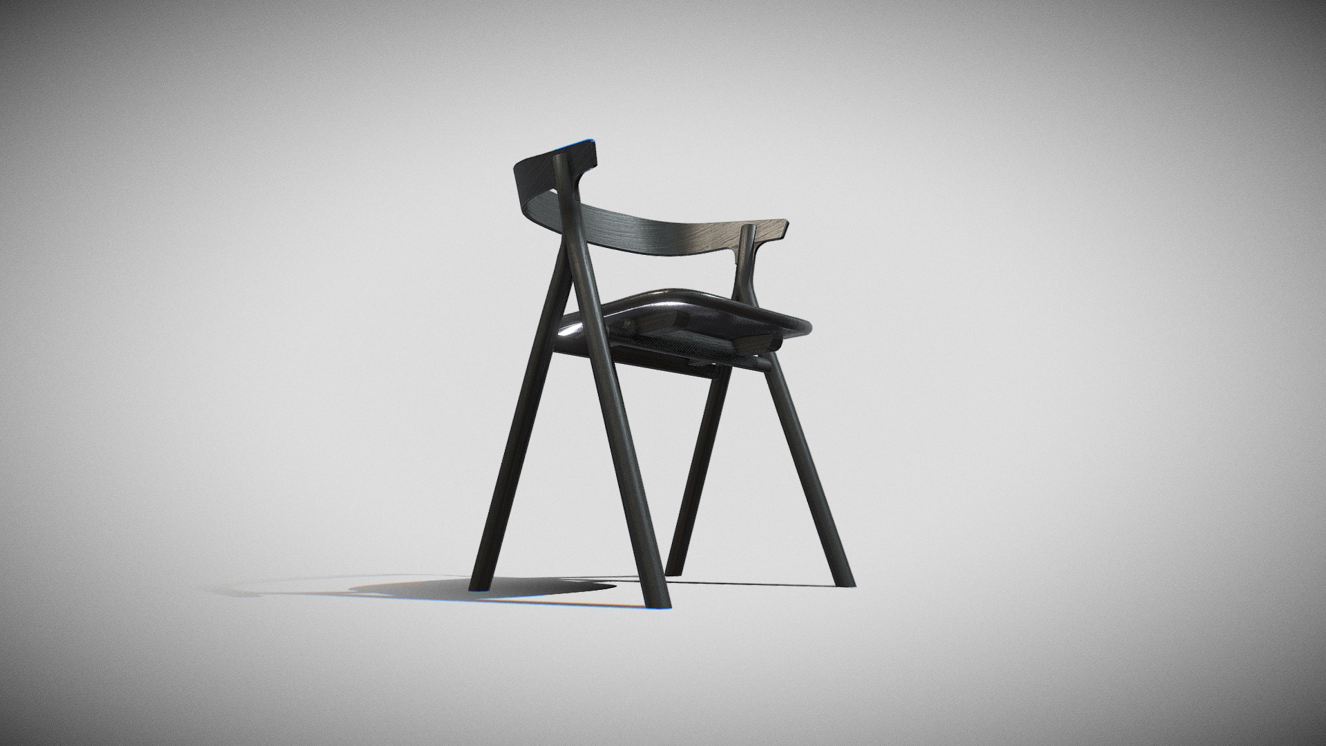 3D model YKSI Chair-3341-black lacquered wood and leather - This is a 3D model of the YKSI Chair-3341-black lacquered wood and leather. The 3D model is about a chair with a cushion.