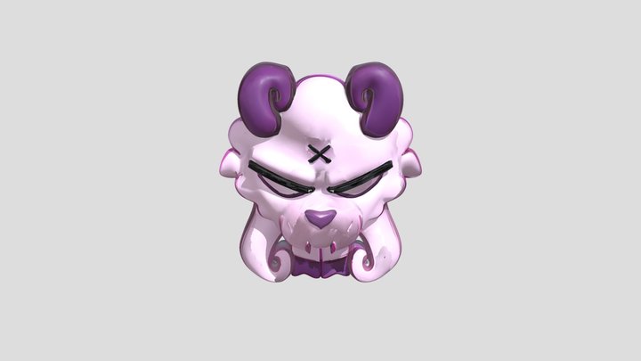 Pink horned cartoon character 3D Model