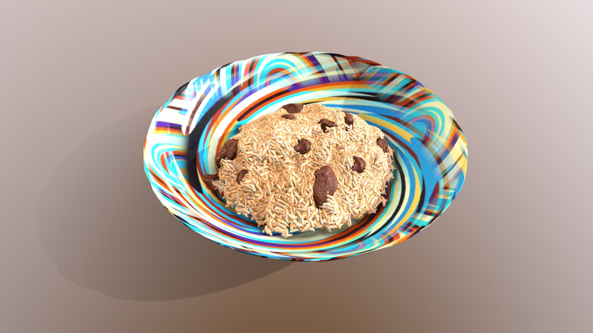 3D model Georgian Pilaf - This is a 3D model of the Georgian Pilaf. The 3D model is about a cookie with a face on it.