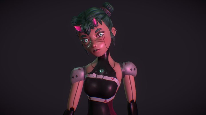 android cyberpunk girl 3D Model
