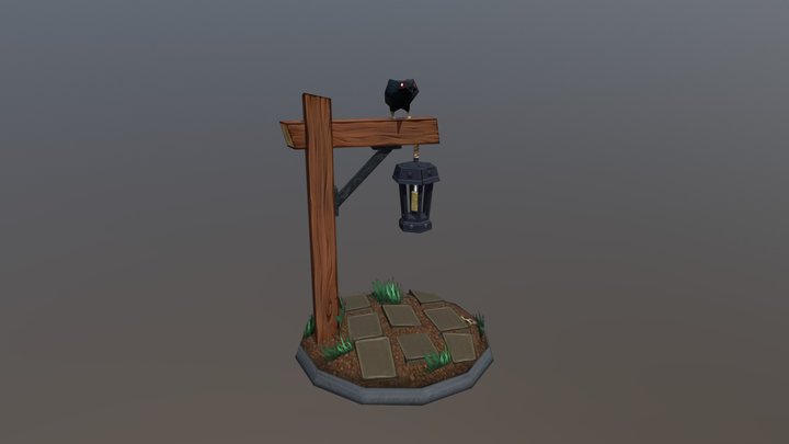 Halloween Crow Lantern 3D Model