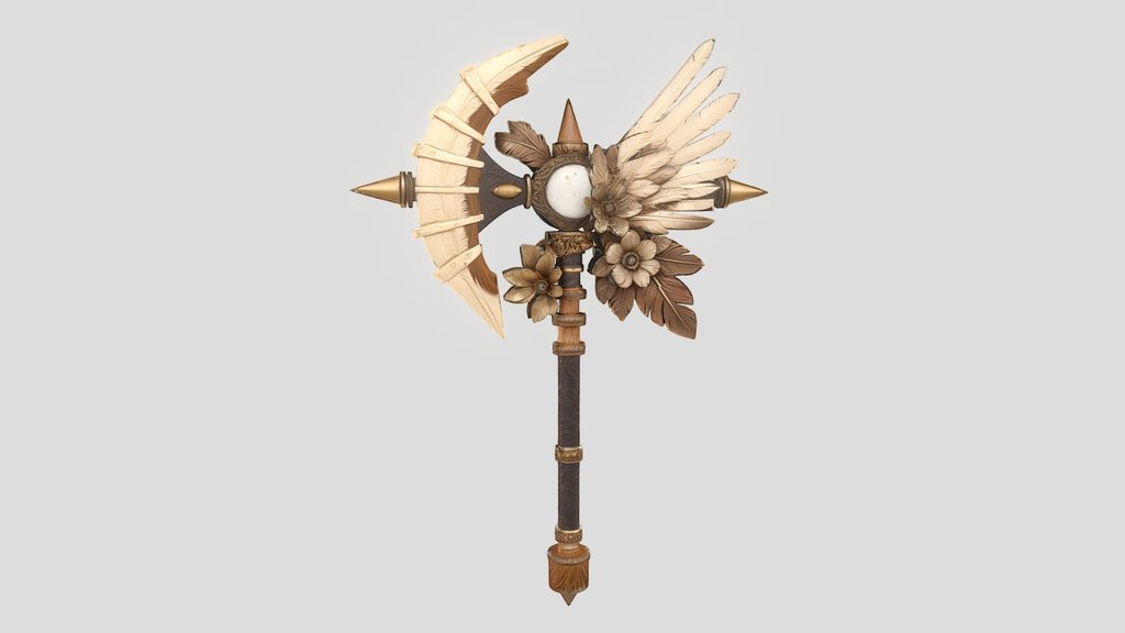 Celestial Winged Staff Weapon
