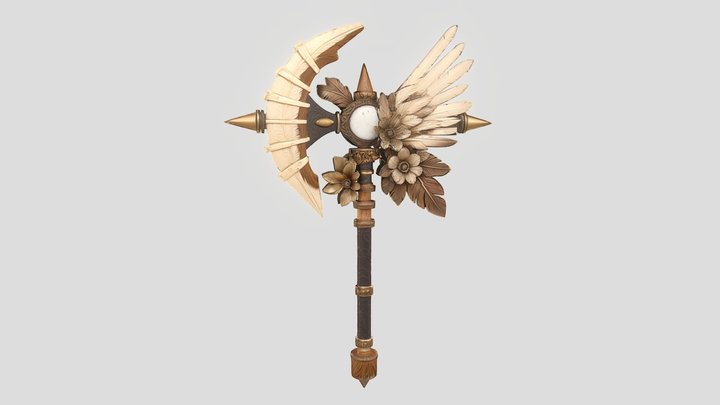 Celestial Winged Staff Weapon