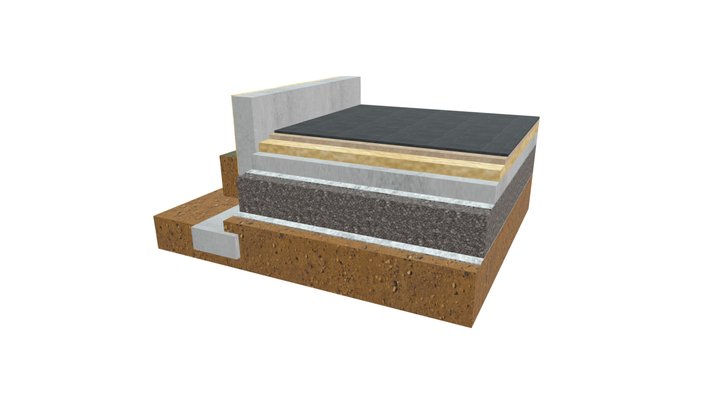 Isolation Traditionnelle dalle sur terre plein 3D Model