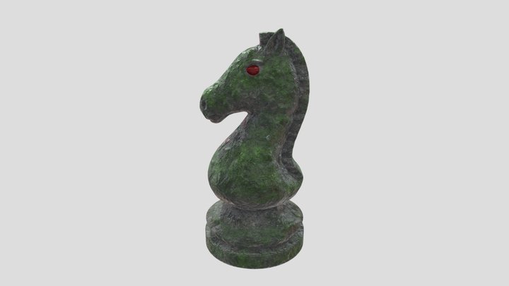 Mossy Stone Horse with ruby eyes ( koń ) 3D Model