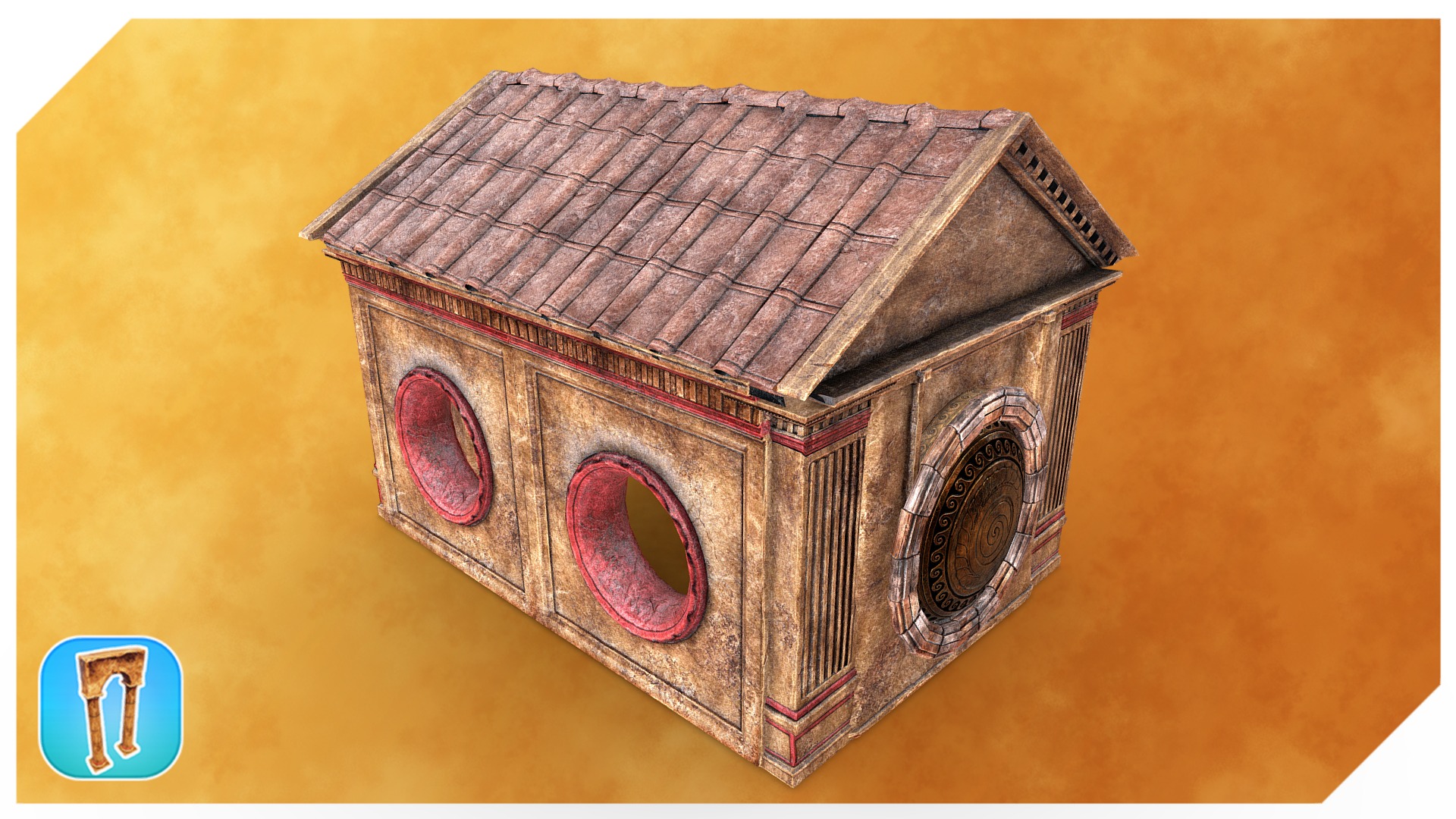 3D model PBR Historic House - This is a 3D model of the PBR Historic House. The 3D model is about a brown box with a hole in the middle.