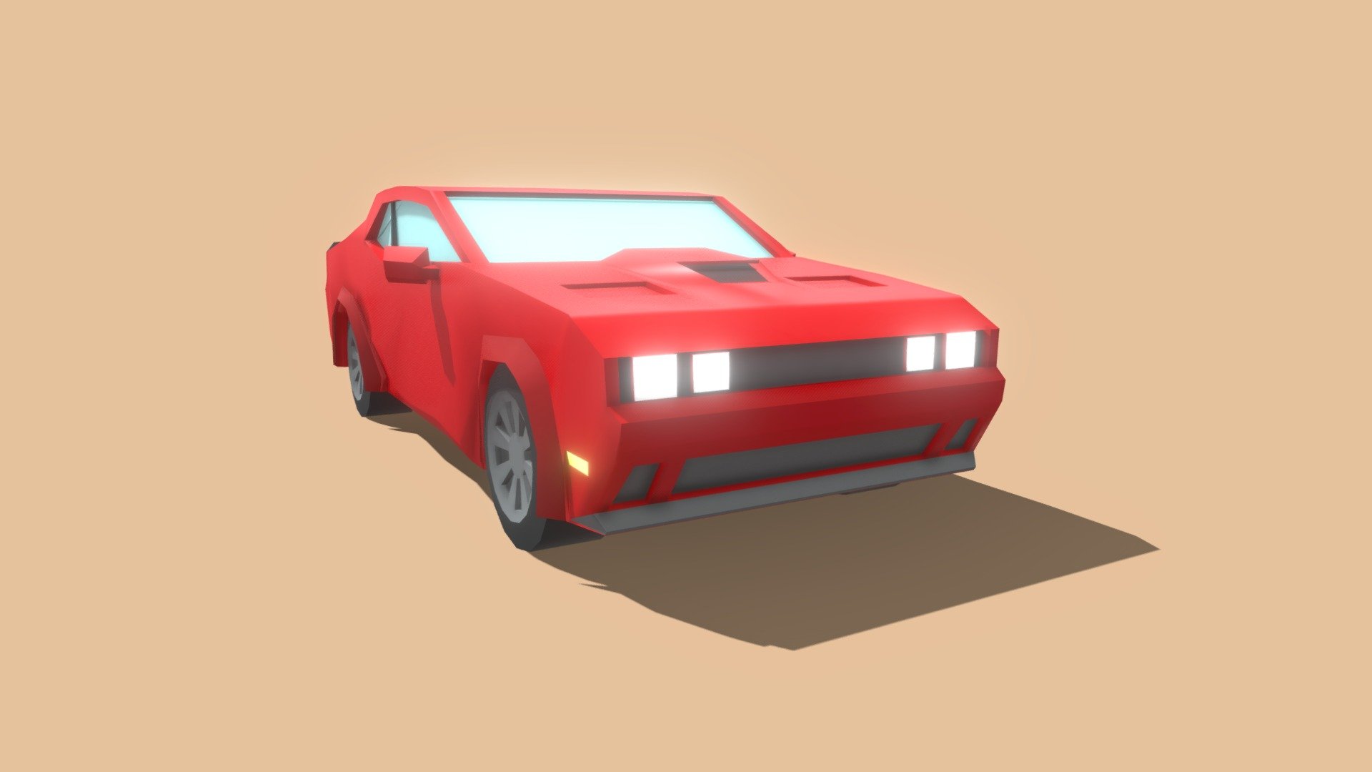 Mustang low poly 3D Model in Racing 3DExport