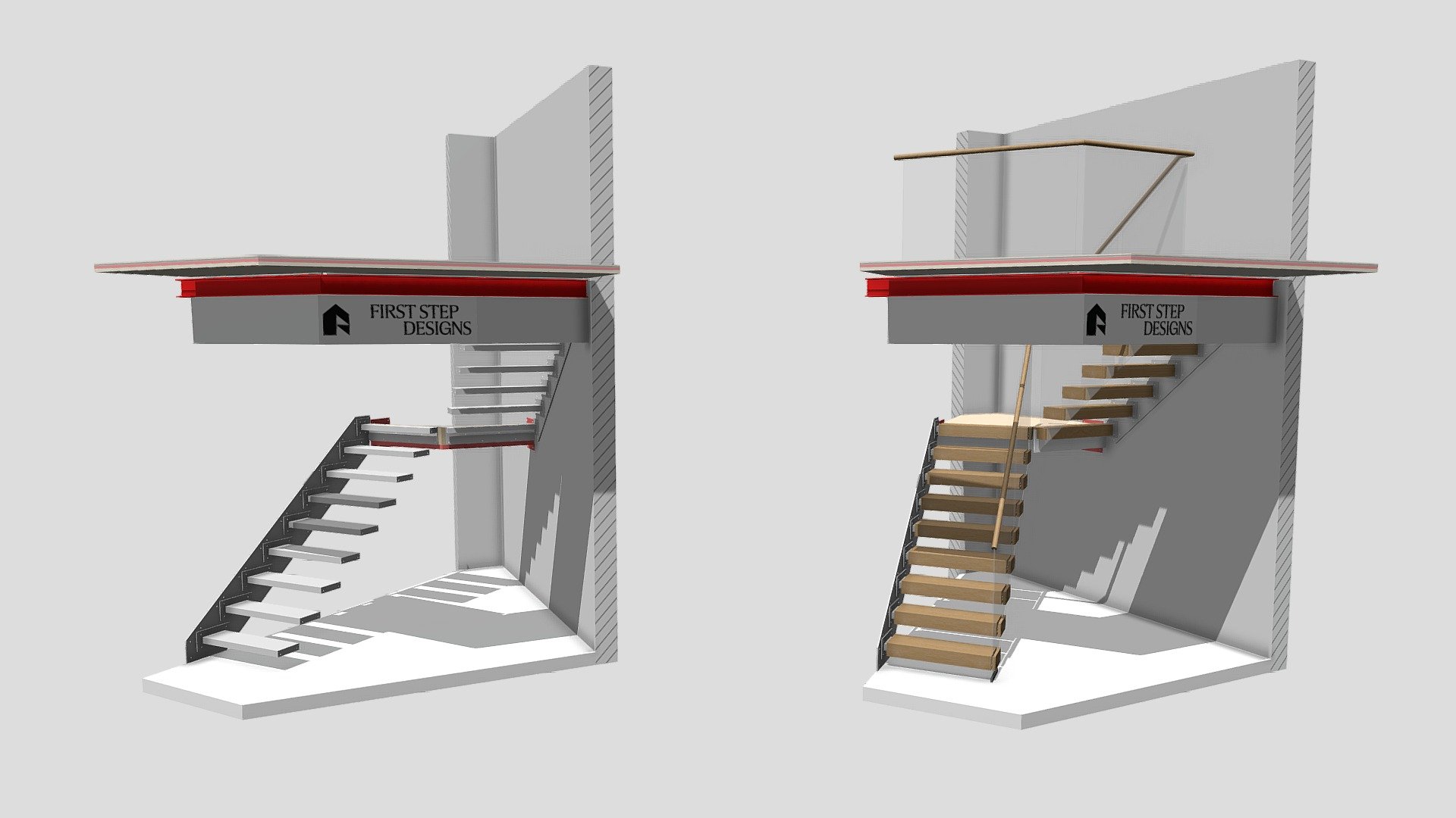 Cantilever Staircase - 1st fix and 2nd fix - Download Free 3D model by ...