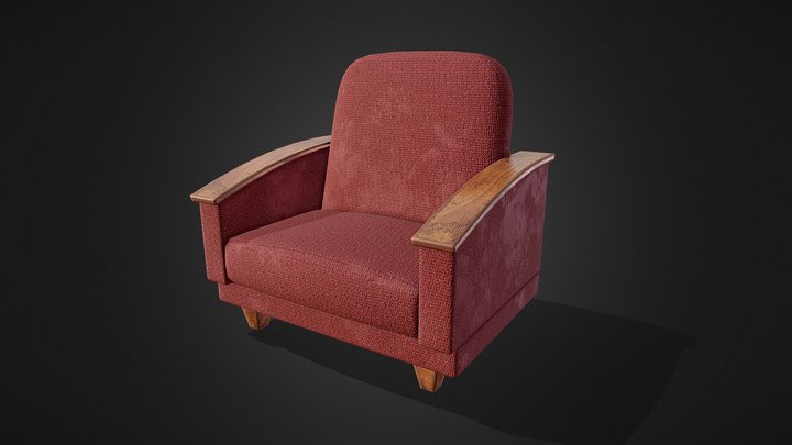 Stylish Armchair – Fully Game-Ready PBR Model 3D Model