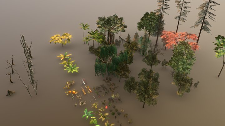 Trees & Bushes Pack 3D Model