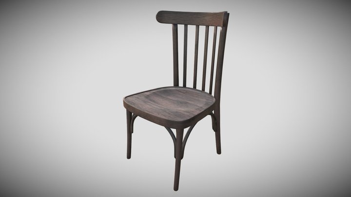 Berlin Bistro Wooden Chair 3D Model