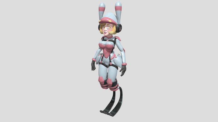 Lunéa - a futuristic bunny girl from space 3D Model
