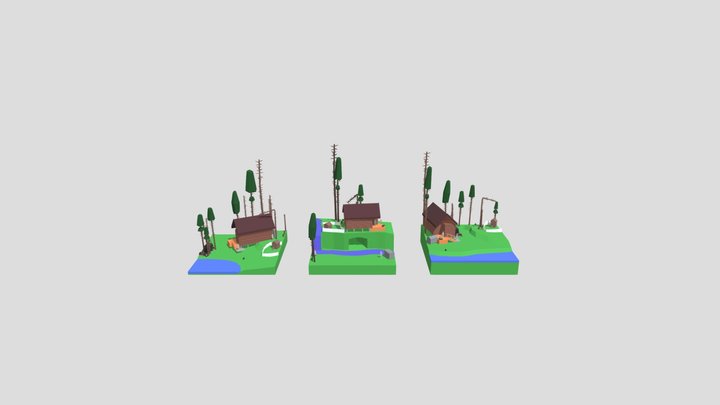 Forest Loner - Diorama and House blockout 3D Model