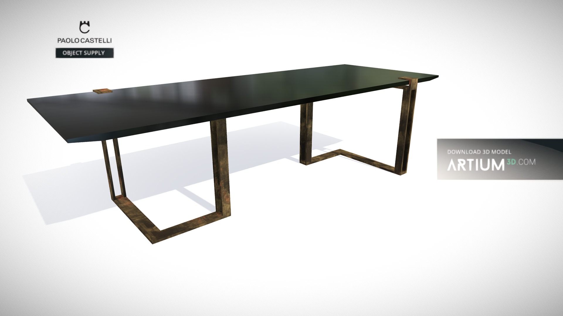 3D model Black&Gold Table from Paolo Castelli - This is a 3D model of the Black&Gold Table from Paolo Castelli. The 3D model is about a table with a bench.