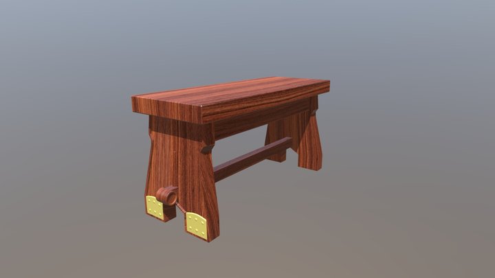 Bench in slavic style 3D Model