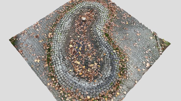 Empty fountain in autumn 3D Model