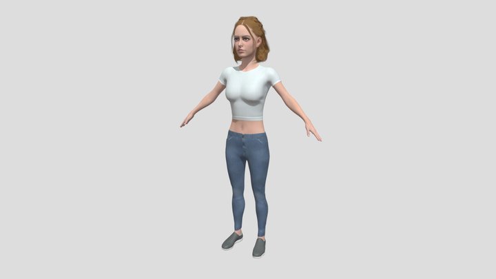 Emily Female Low Poly Character 3D Model