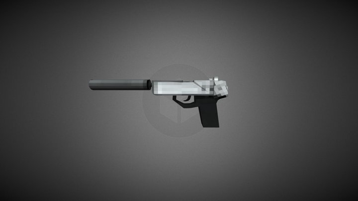 Low Poly / Retro / PS1 / PSX USP-S Pistol 3D Model