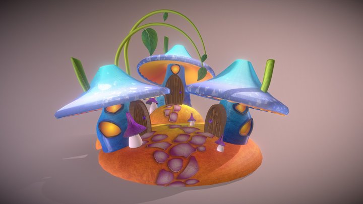 The little village of WILD MUSHROOMS 3D Model