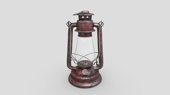 red kerosene lamp 3D Model