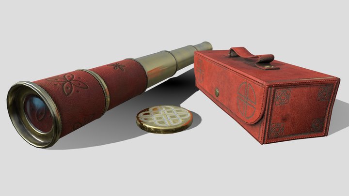 Antique Brass & Leather Celtic Spyglass 🔭 – Free 3D Model STL