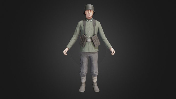German Infantry demo 3D Model
