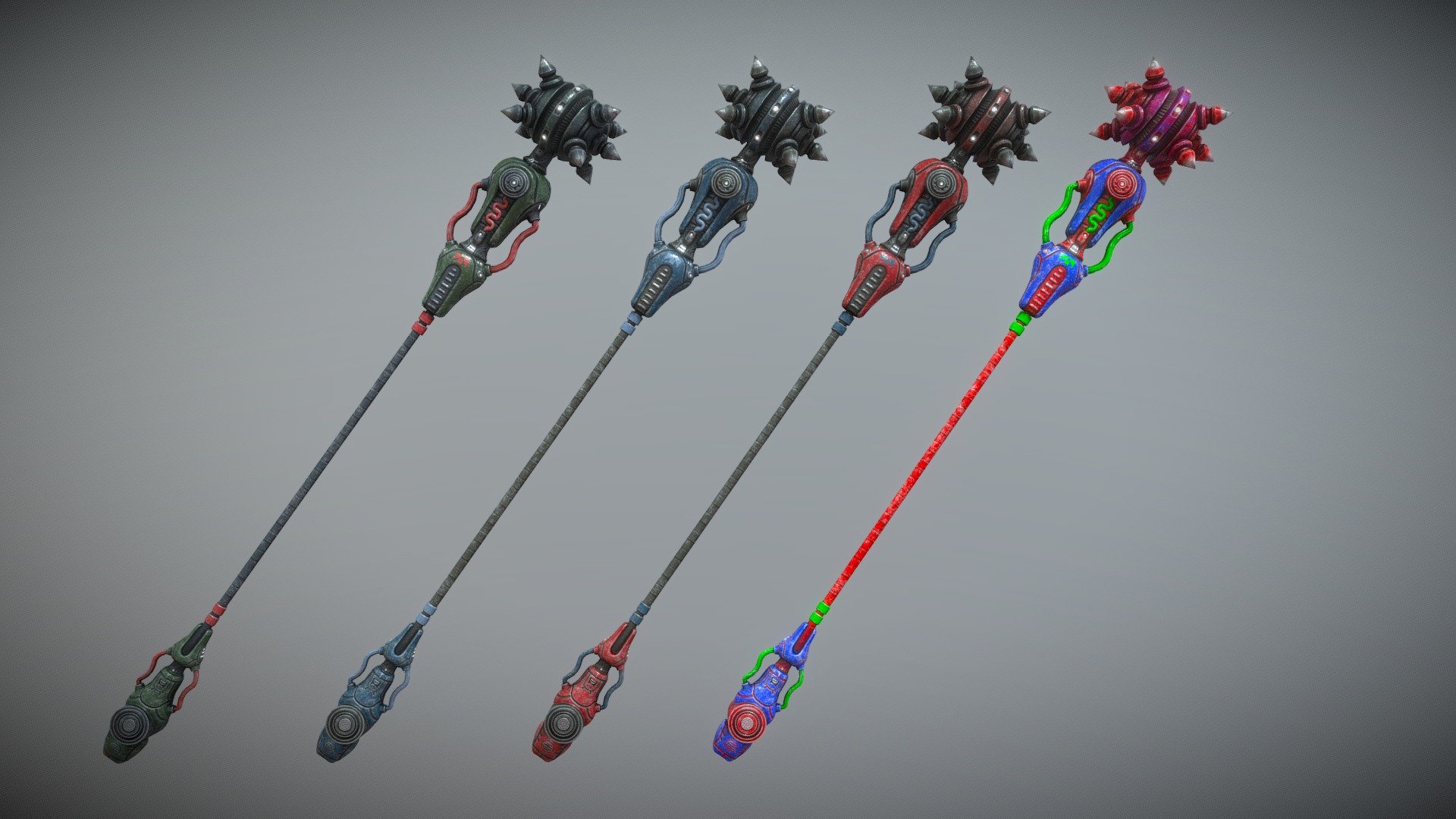 Warframe Tennogen Bonkhurr, Grineer Staff skin 3D model by