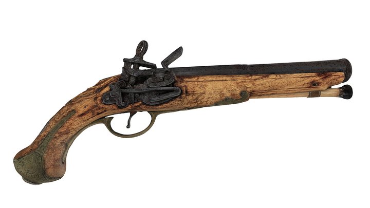 Pistola d’avantcàrrega de pedra foguera, c. 1800 3D Model