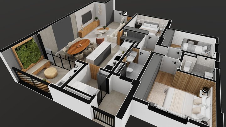 apartment floor plan 3D Model
