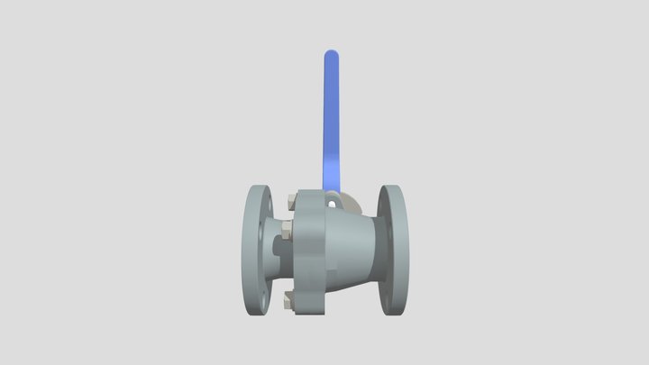 Flanged Ball Valve Assembly 3D Model